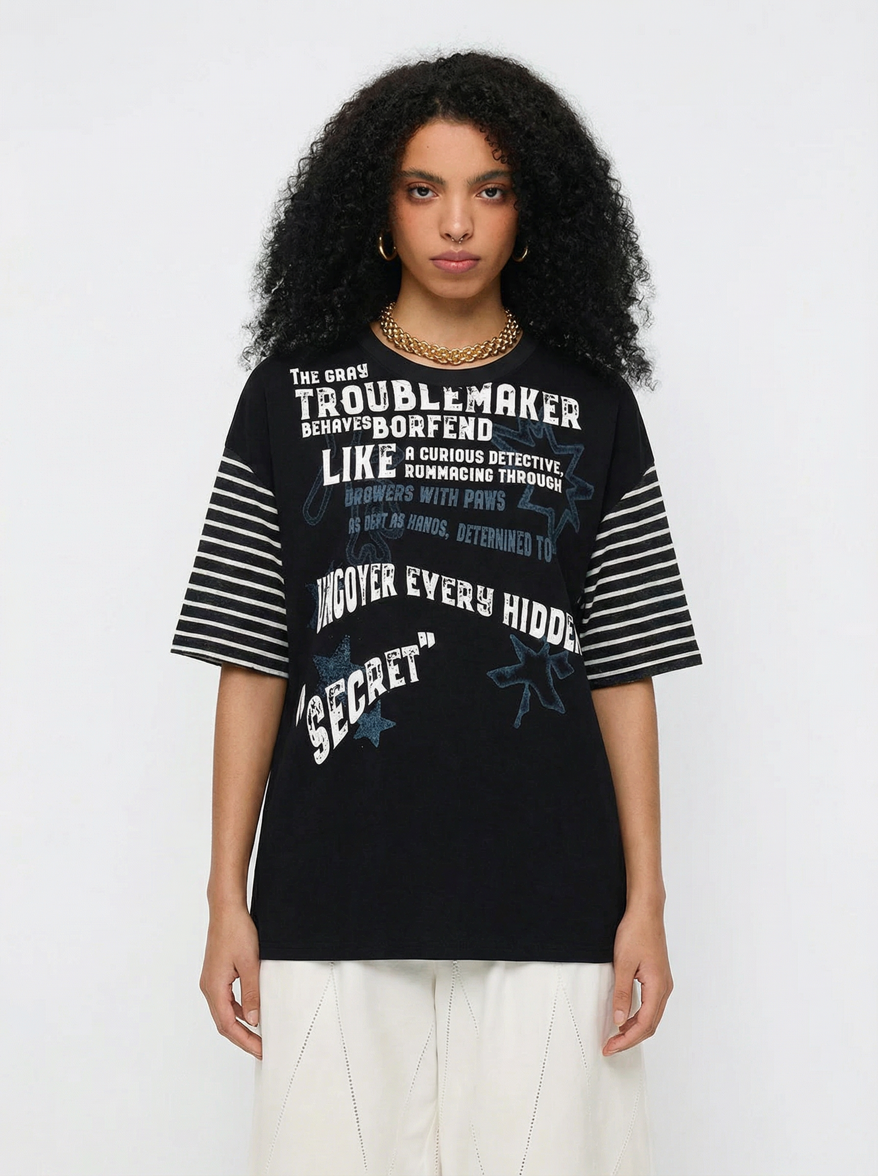 Mixed Signal Stripe Tee - Ink Black