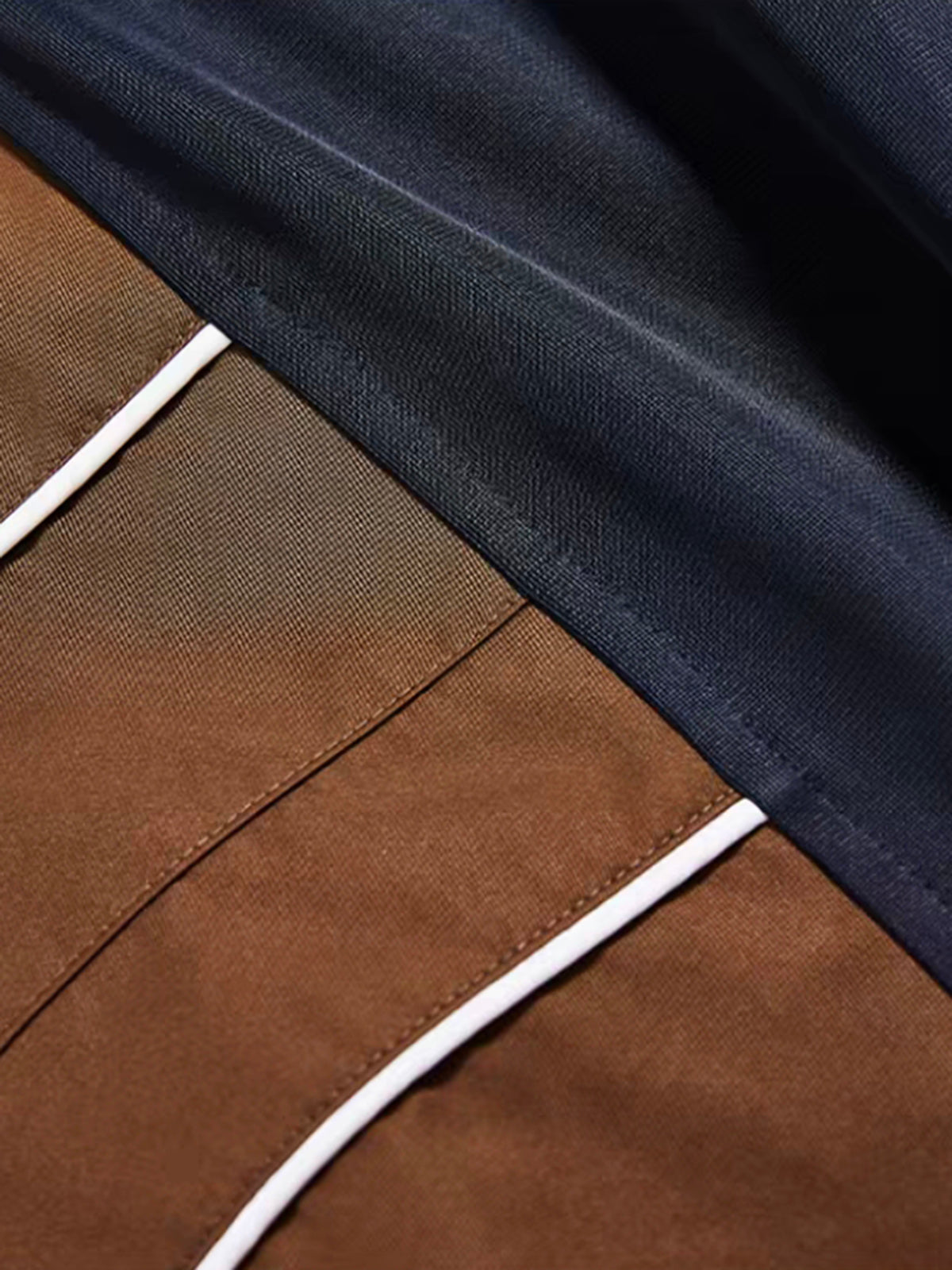 American Club Baggy Colorblock Suede Bomber Jacket - Brown