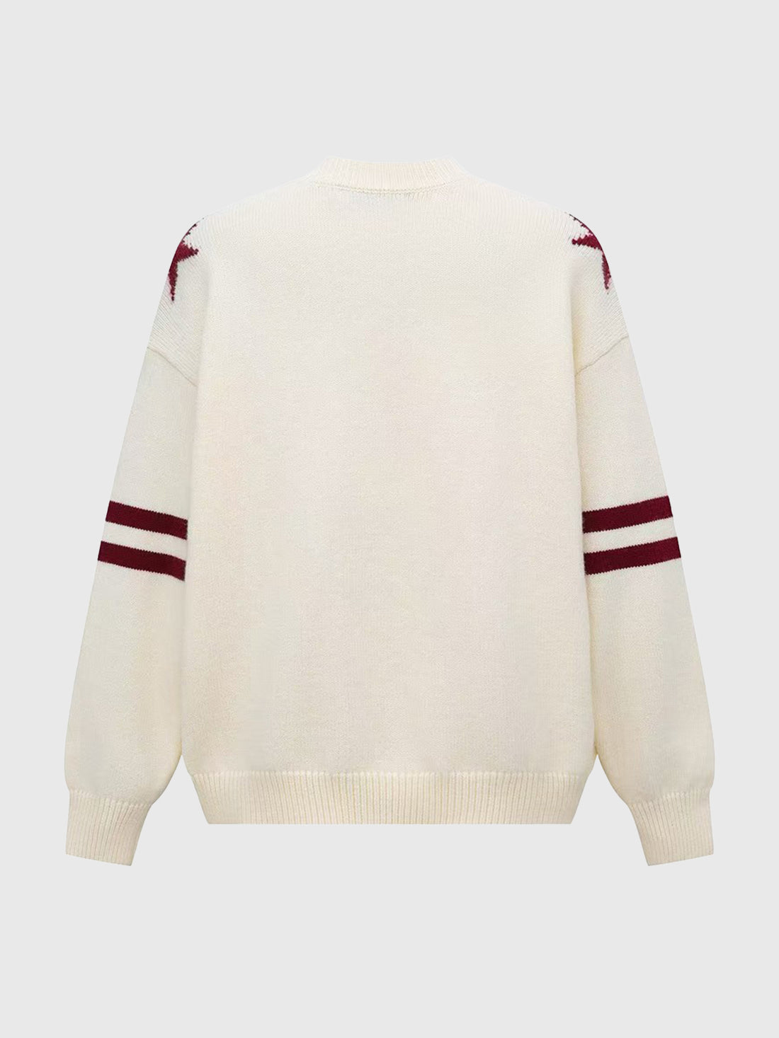 Collegiate V-Neck Sweater – Cream Burgundy