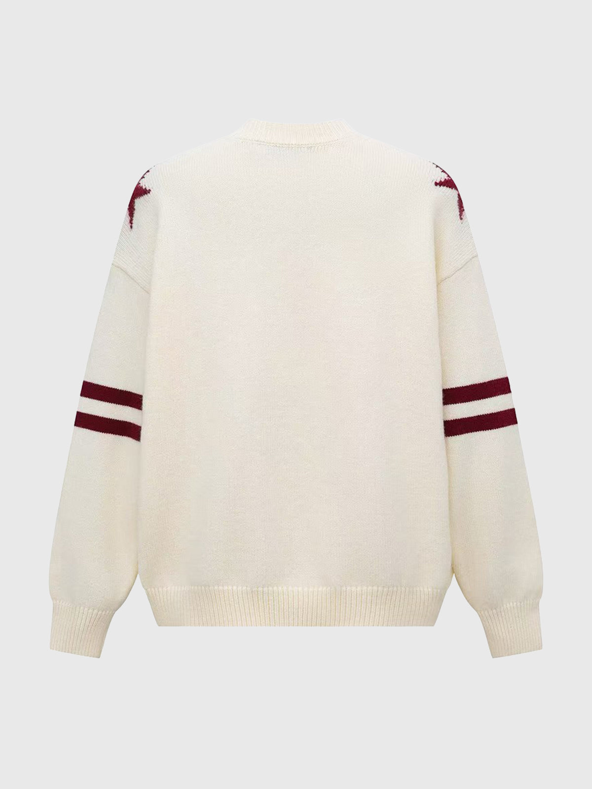 Collegiate V-Neck Sweater – Cream Burgundy