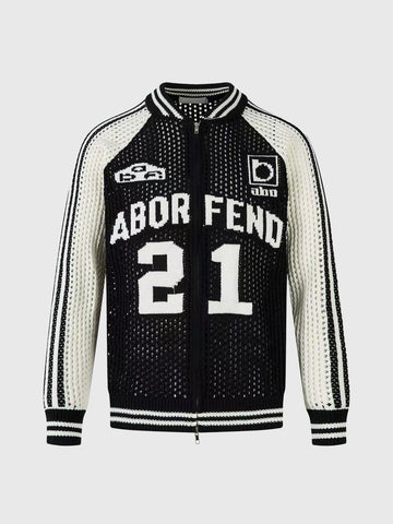 Mesh Varsity Zip Jacket – Bold Black