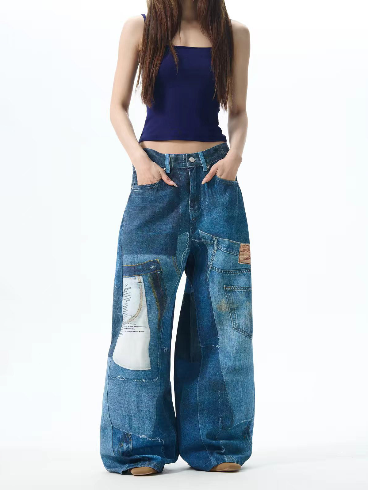 Brick Lane Wide-leg Distressed Washed Ripped Denim Maxi Pants - Blue