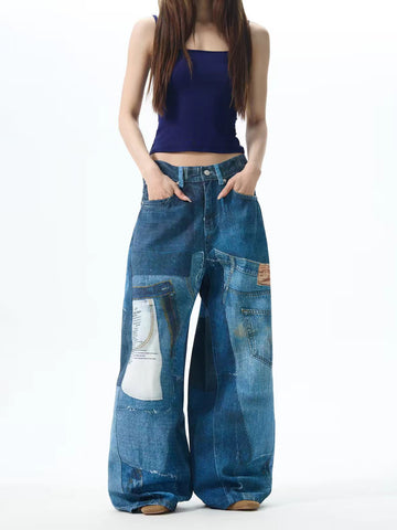 Brick Lane Wide-leg Distressed Washed Ripped Denim Maxi Pants - Blue