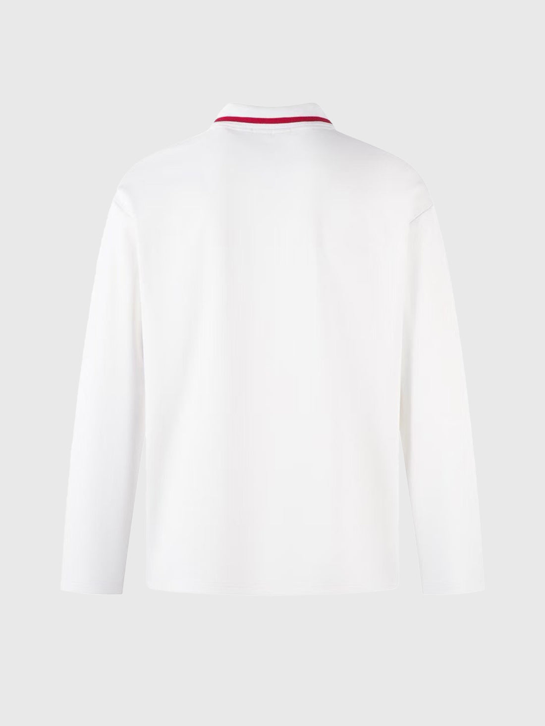 Striped Polo Long Sleeve Shirt – Clear White