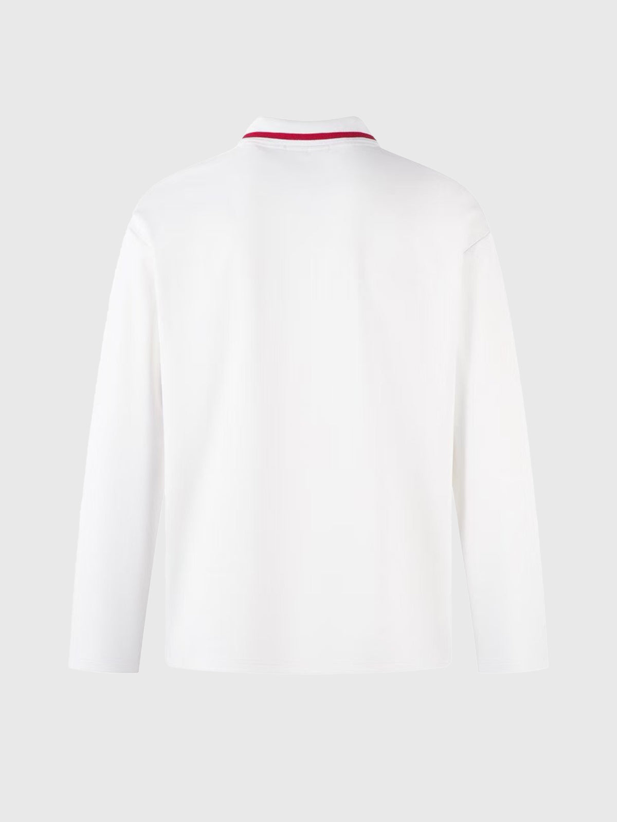 Striped Polo Long Sleeve Shirt – Clear White