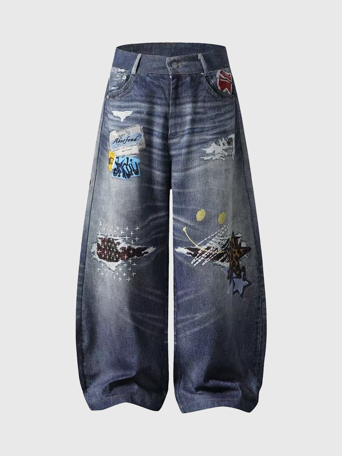 Needle Curve Statement Barrel Pants – Denim Blue