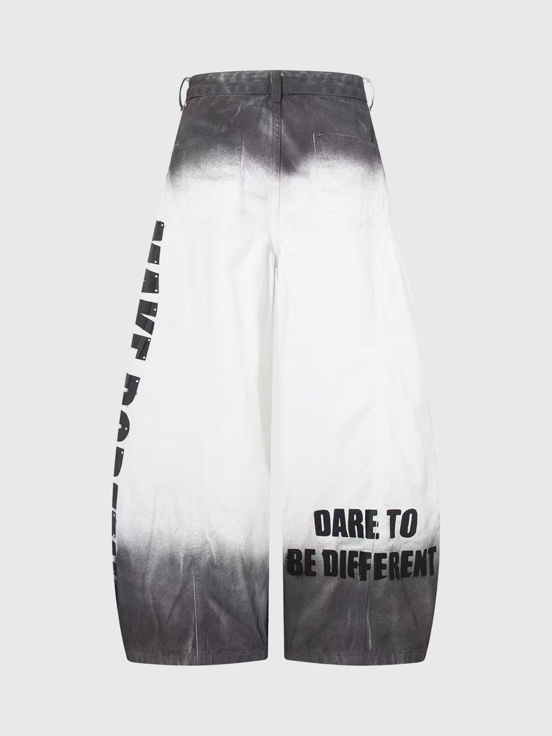 No.25 Fade Code Ombre Barrel Pants - White Grey