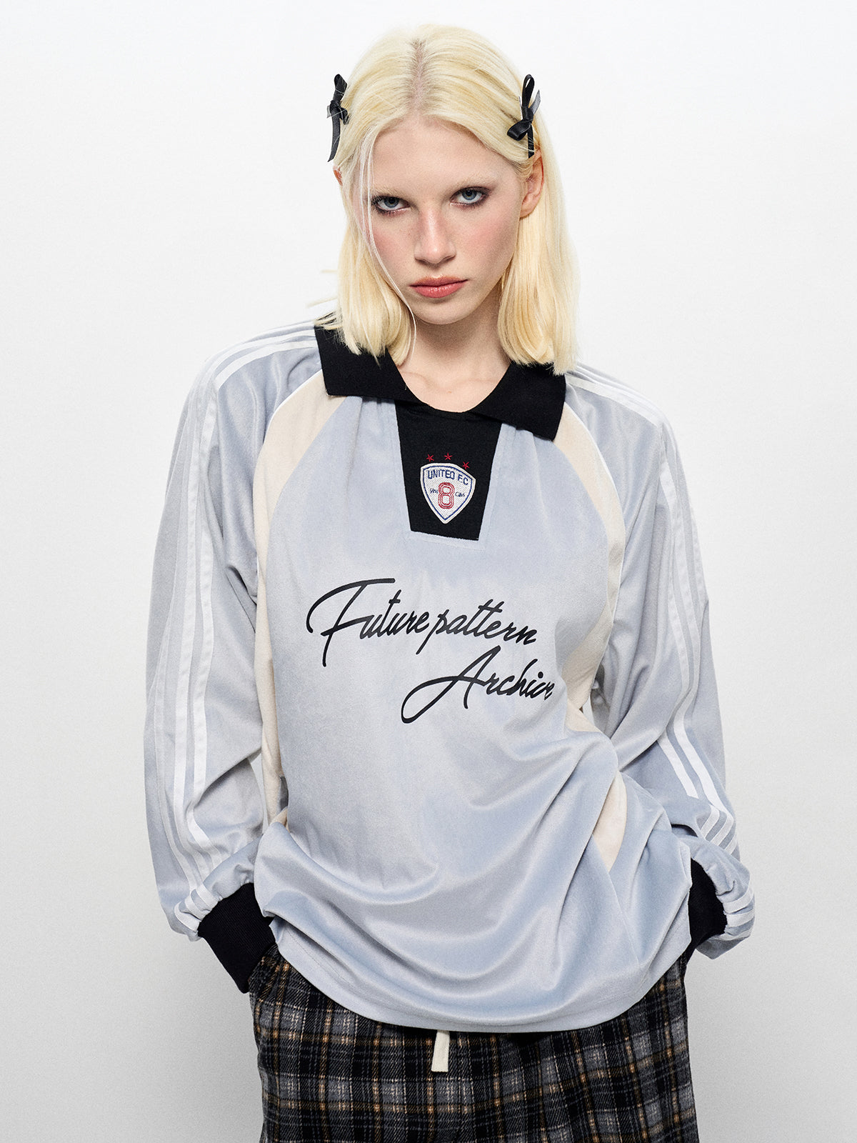 Slouchy Jersey Polo Sweatshirt - Pale Blue