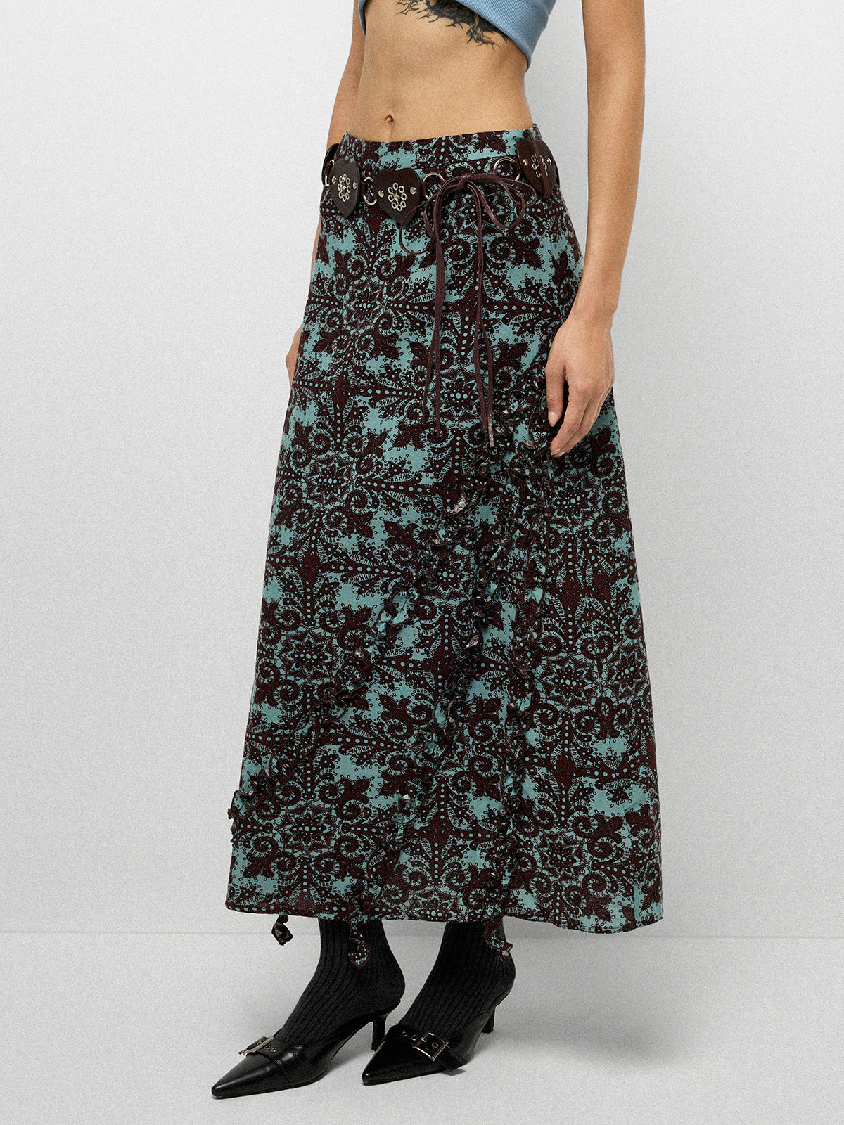 Petal Knot Skirt - Coffee Print