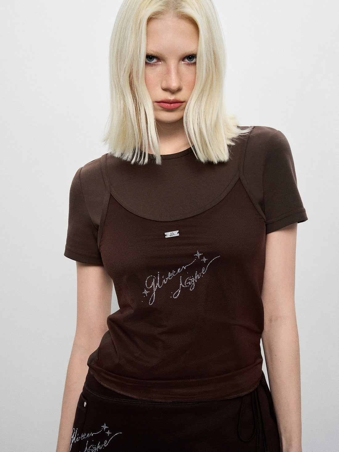 Bedazzled Web Tee - Mocha Spark