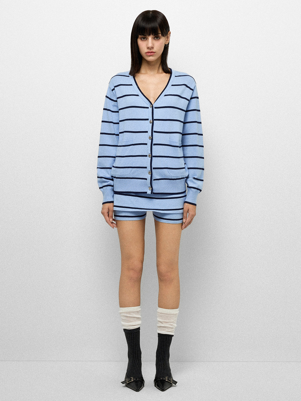 WFH Overtime Knit Shorts - Sky Stripe