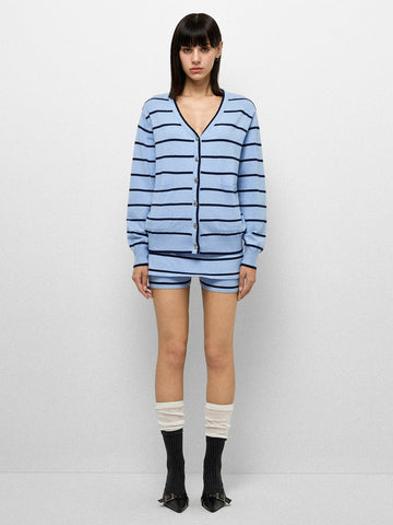 WFH Overtime Knit Shorts - Sky Stripe