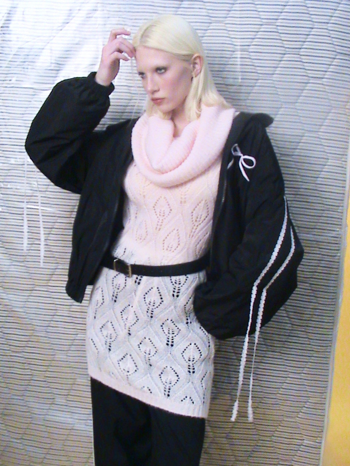 Lace-Fringed Zip Jacket - Noir Bow