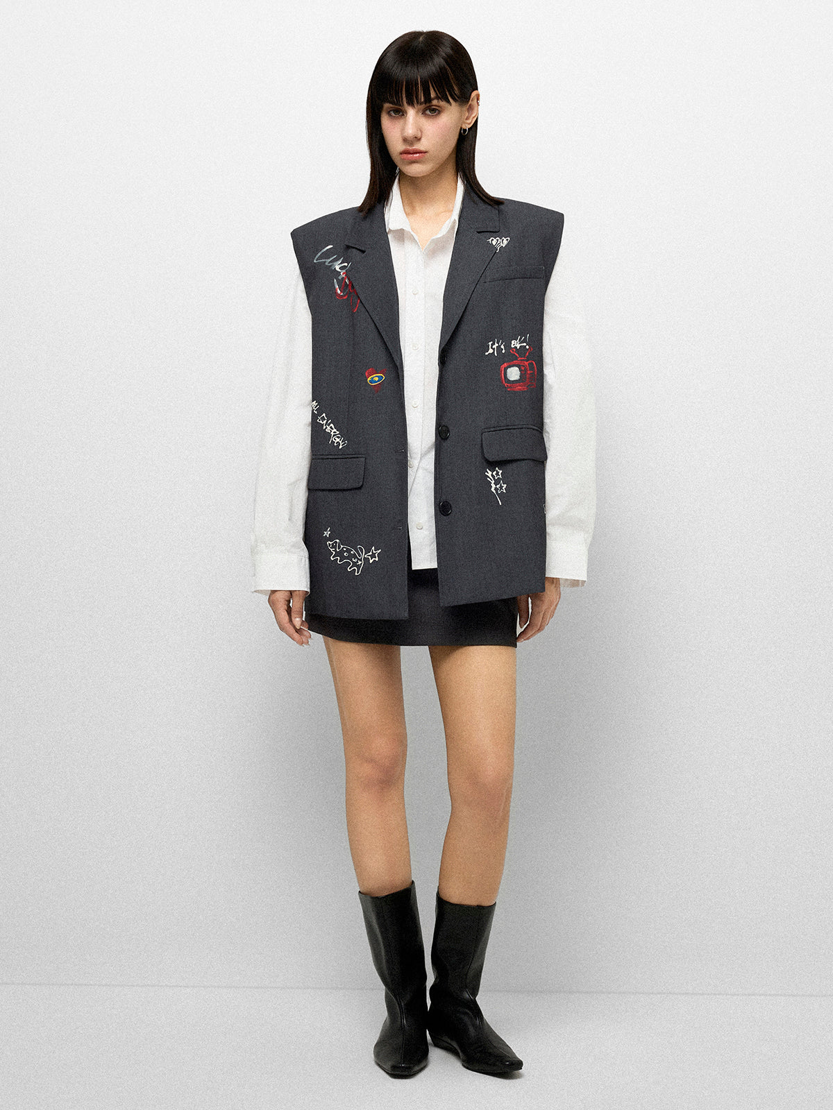 Sketch Pad Suit Vest - Graphite Grey