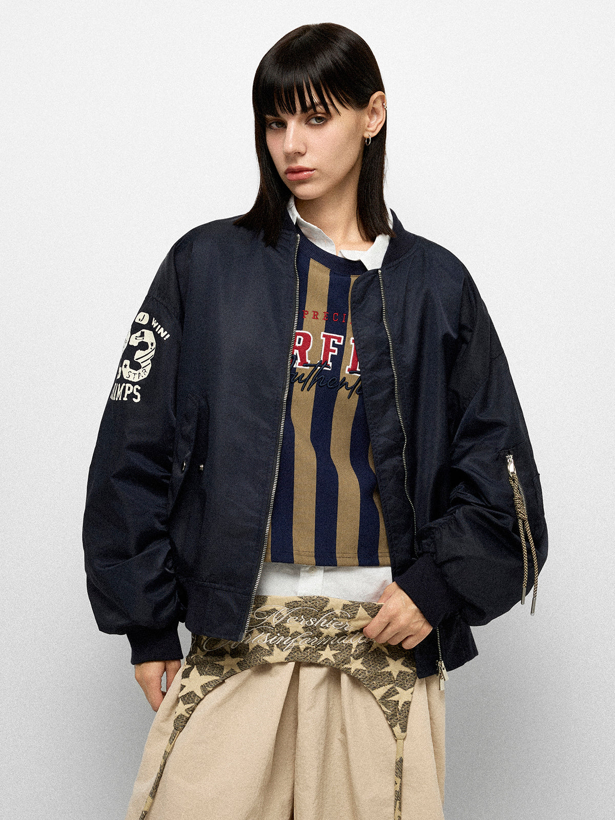 Retro Squad Varsity Jacket - Midnight Blue