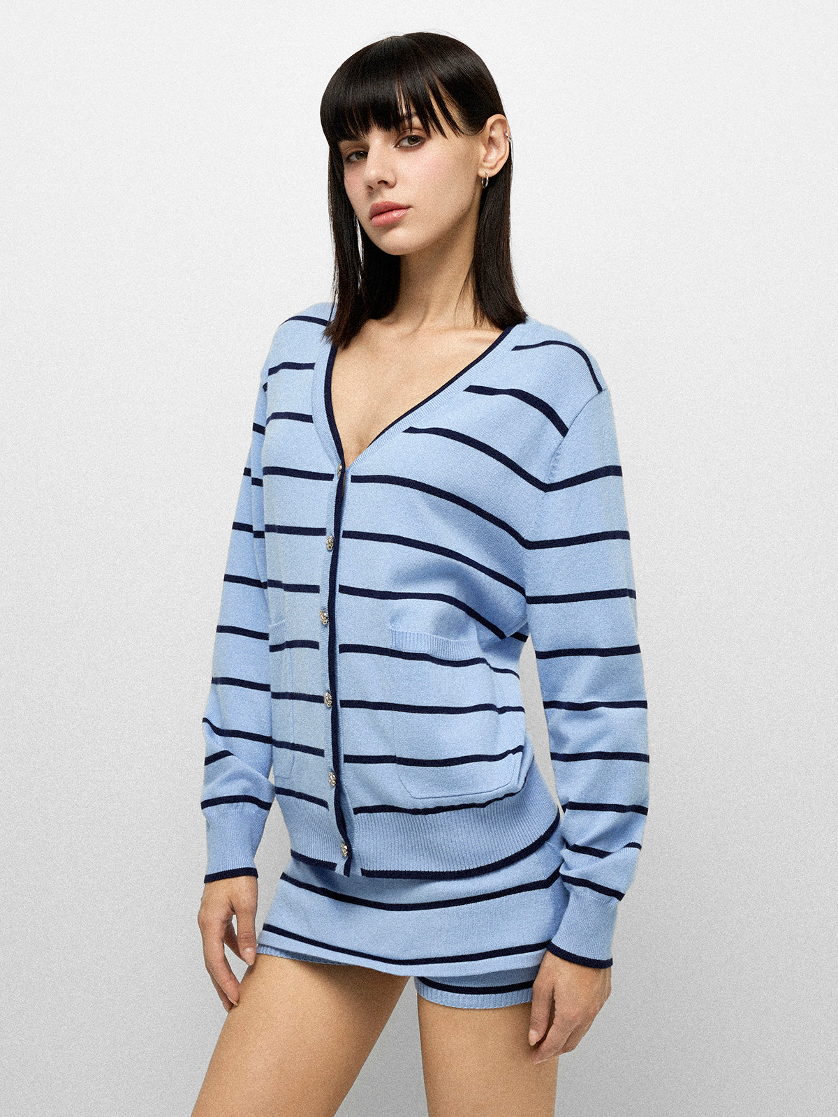 WFH Overtime Knit Cardigan - Sky Stripe