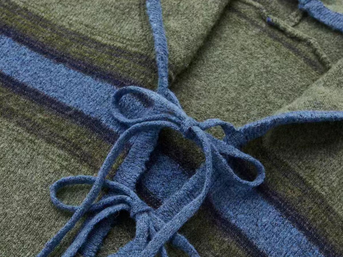 Brick Lane Distressed Checked Knit Crewneck Sweater - Olive