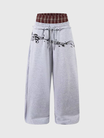 Score Sheet Double Waist Pants – Grey Check