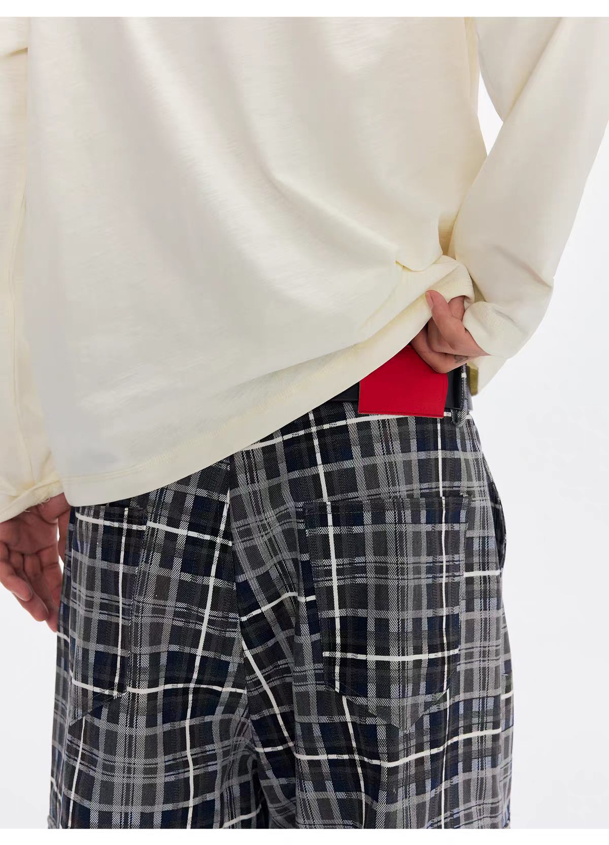 Weekday Outdoor Wide-leg Plaid Cargo Maxi Pants - Blue