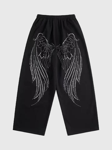 Co-ed Dorm Baggy Graphic Print Maxi Pants - Black