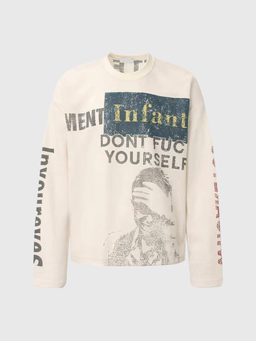 American Club Baggy Collegiate Graphic Sweatshirt Top - White