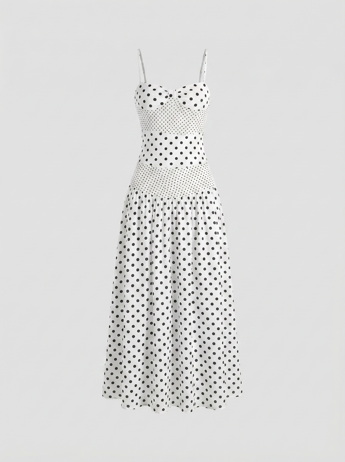 Milk Dot Waist Dress - Pearl White