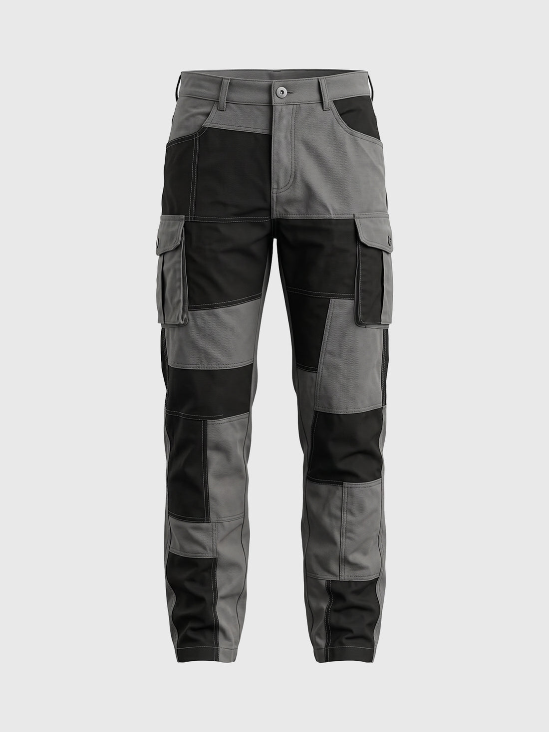 Co-ed Dorm Straight-leg Colorblock Patchwork Cargo Pants - Black