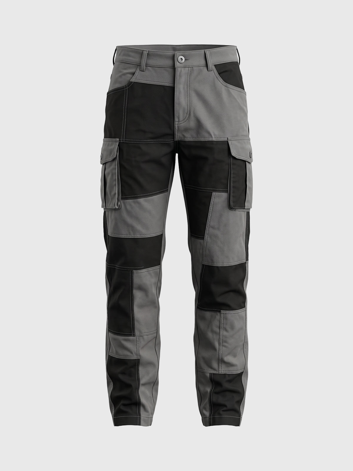 Co-ed Dorm Straight-leg Colorblock Patchwork Cargo Pants - Black