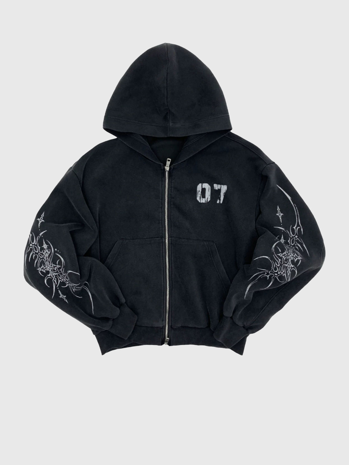 Chrome Wing Hoodie – Noir Silver