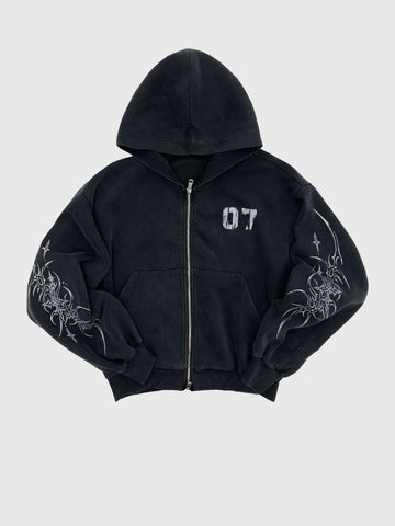 Chrome Wing Hoodie – Noir Silver