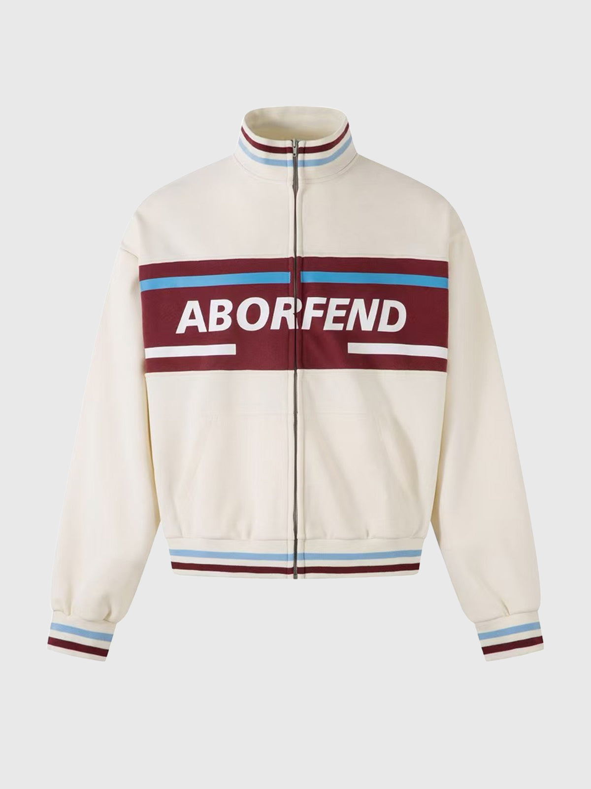Rink Line Varsity Jacket - Cream Burgundy