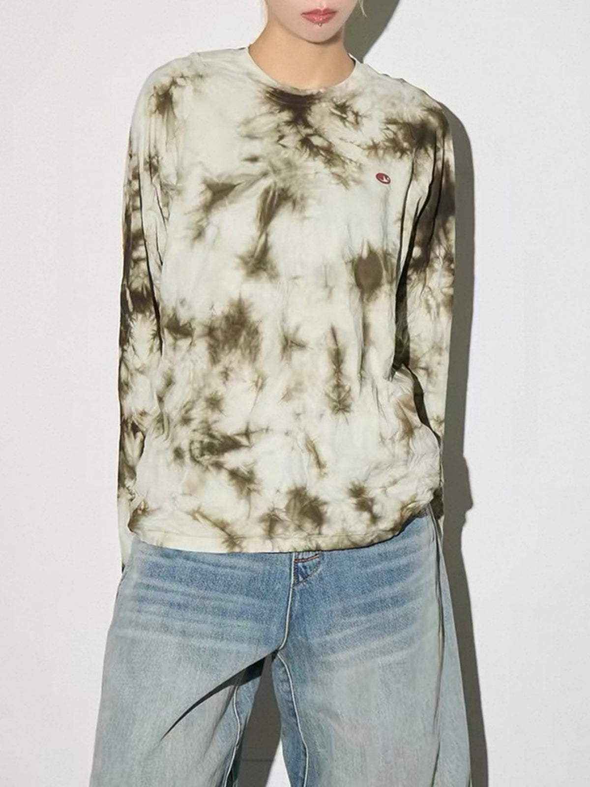 American Club Baggy Tie-Dye Hooded Top - Grey