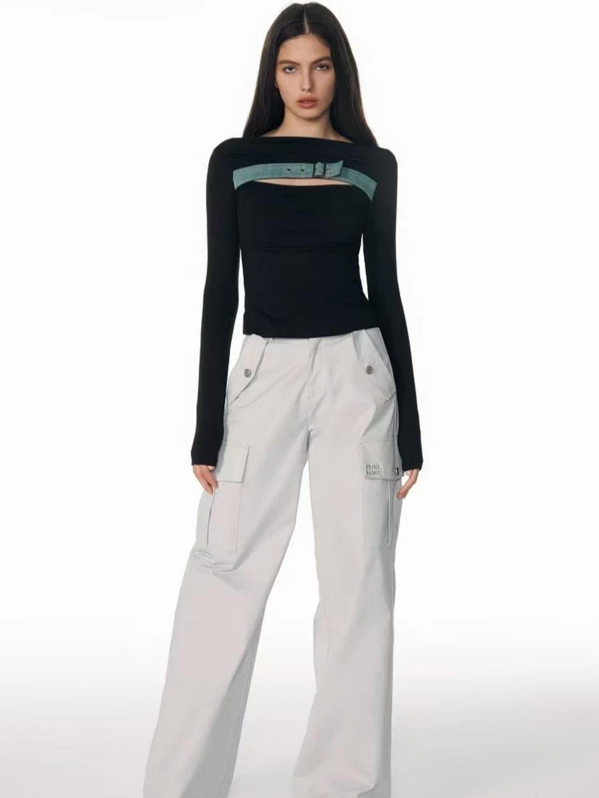 Brick Lane Skimming Contrast Letter Graphic Long Sleeve Knit Sweater - Black
