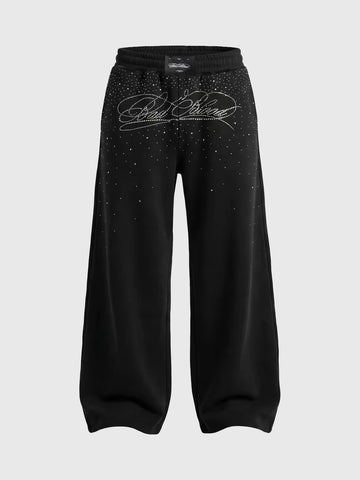Co-ed Dorm Wide-leg Contrast Stitch Denim Maxi Pants - Black