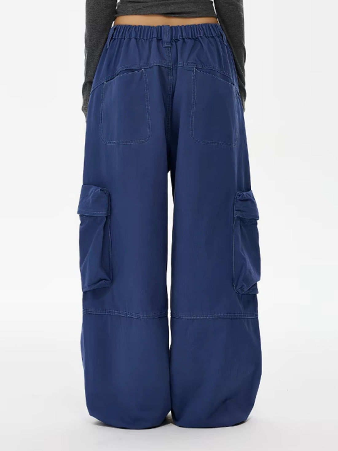 Weekday Outdoor Wide-leg Multi-Pocket Parachute Maxi Pants - Blue