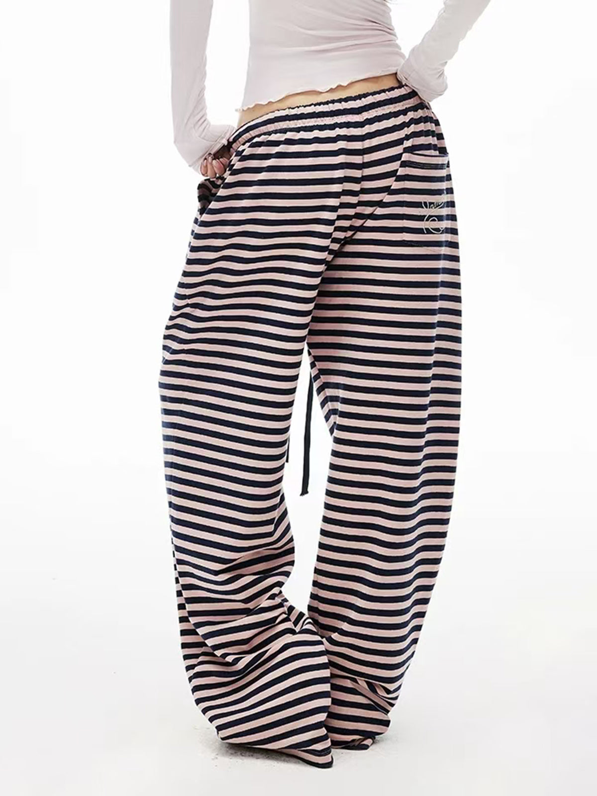 Brick Lane Wide-leg Abstract Pattern Drawstring Maxi Pants - Brown