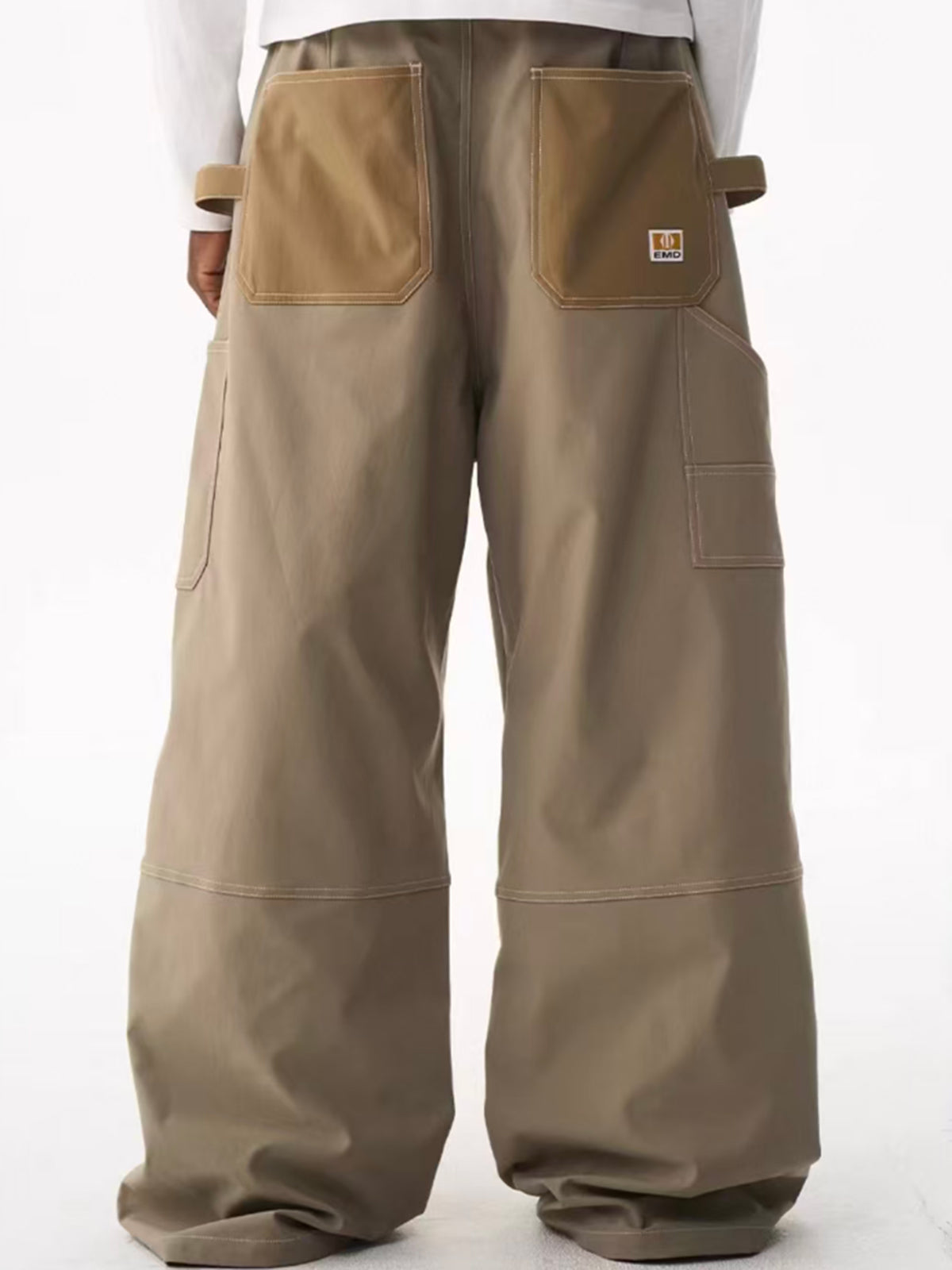 Weekday Outdoor Wide-leg Washed Contrast Panel Utility Maxi Pants - Brown