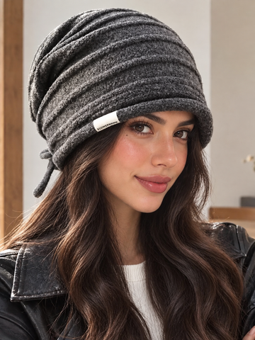 Co-ed Dorm Casual Slouchy Ribbed Beanie - Grey