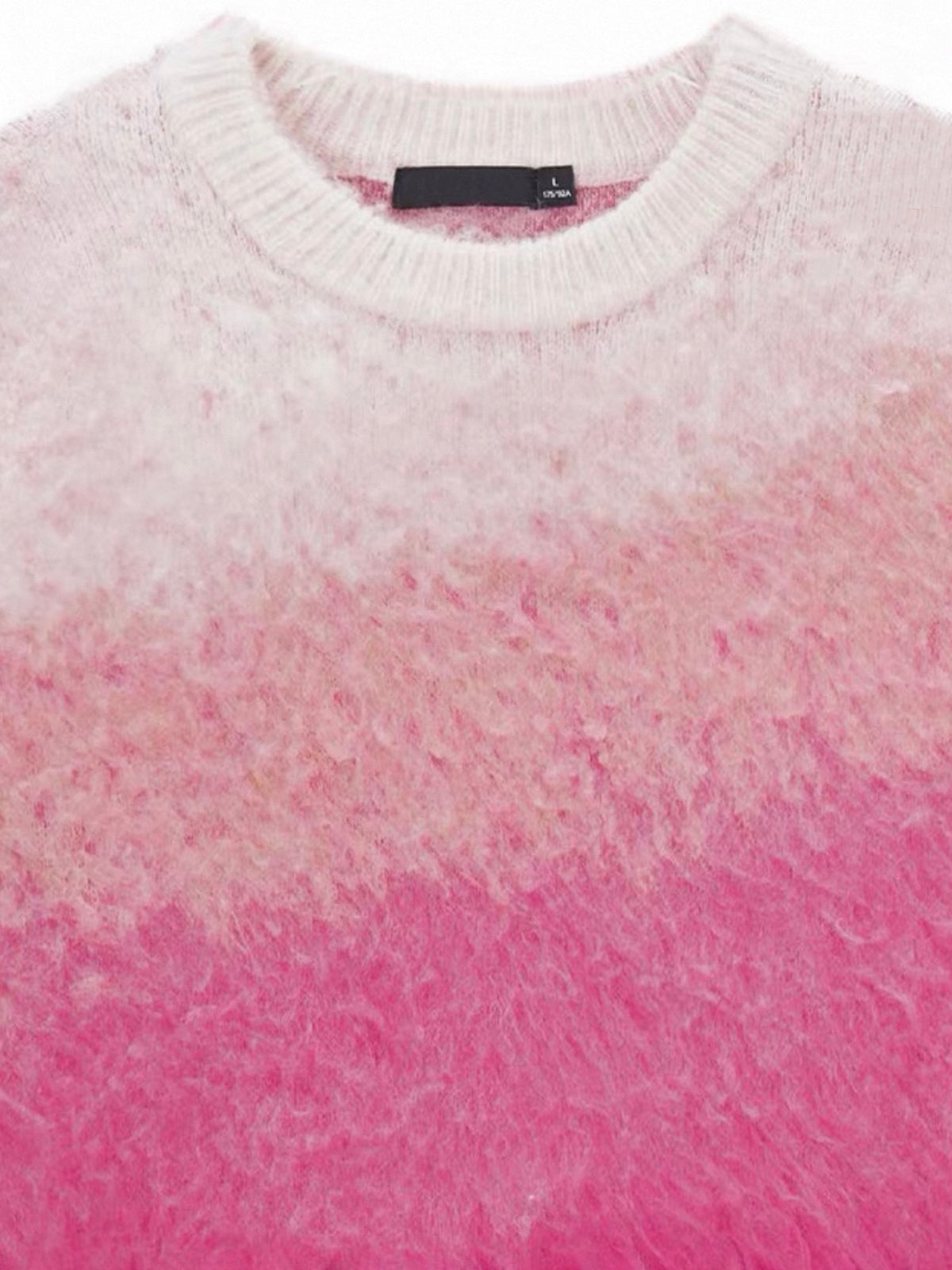 American Club Baggy Ombre Crewneck Knit Sweater - Pink