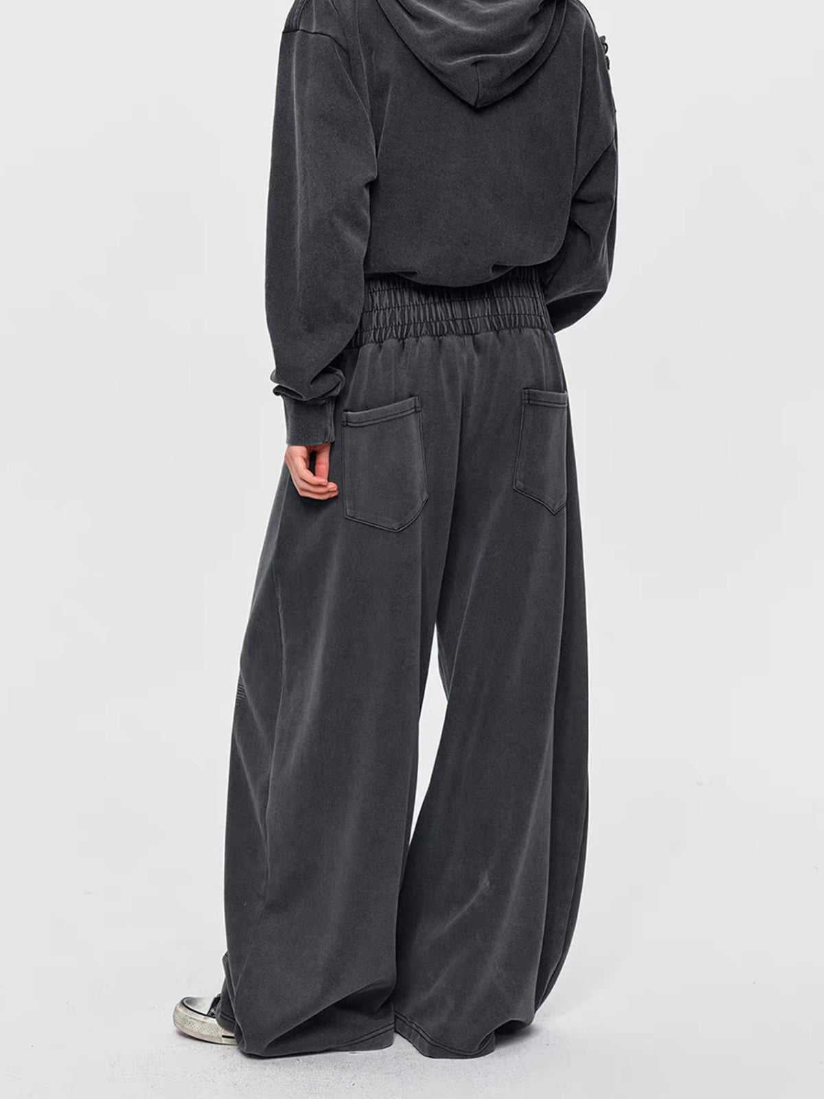 Co-ed Dorm Wide-leg Contrast Stitch Cargo Maxi Pants - Black