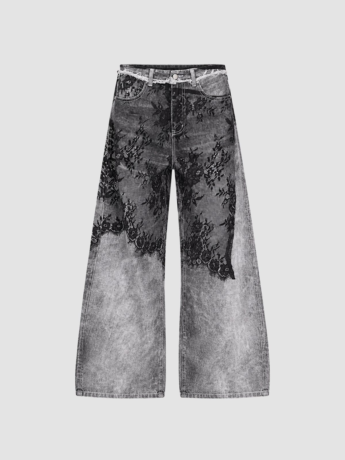 Brick Lane Wide-leg Graphic Print Washed Maxi Pants - Charcoal