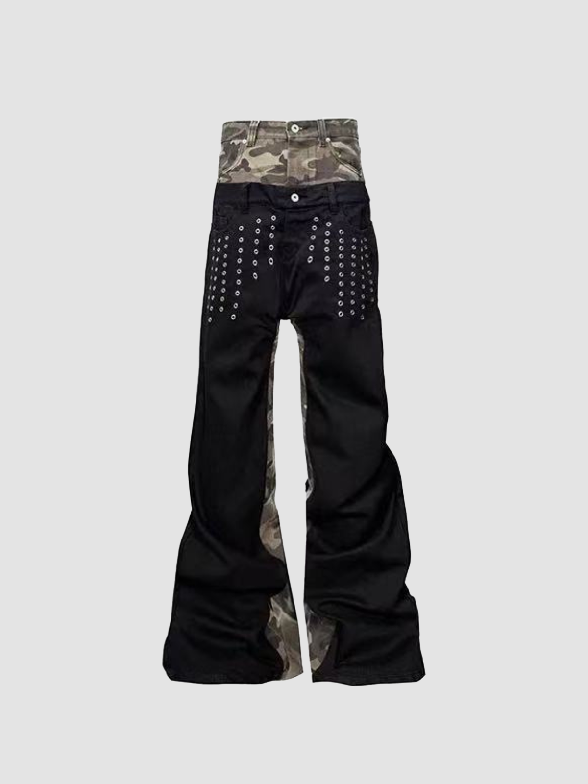 Brick Lane Tiered Ruffle Fringe Wide-Leg Maxi Pants - Black