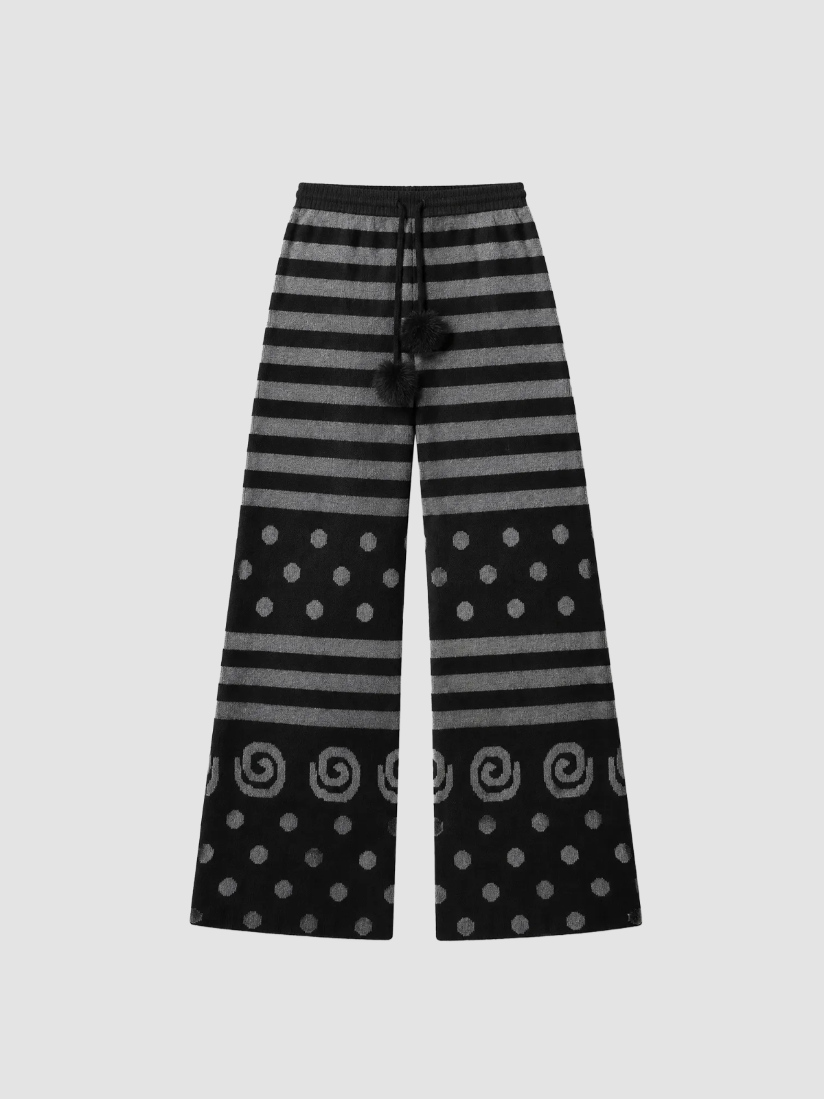 Brick Lane Horizontal Striped Wide-Leg Maxi Pants - Black/White