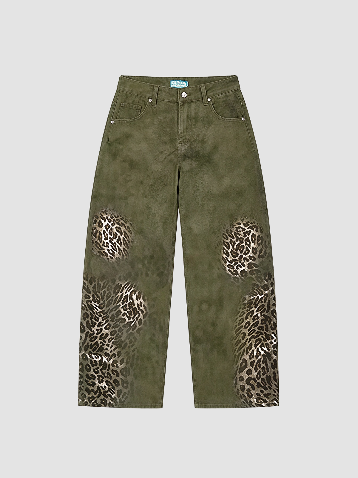Weekday Outdoor Camo Print Wide-Leg Cargo Maxi Pants - Olive