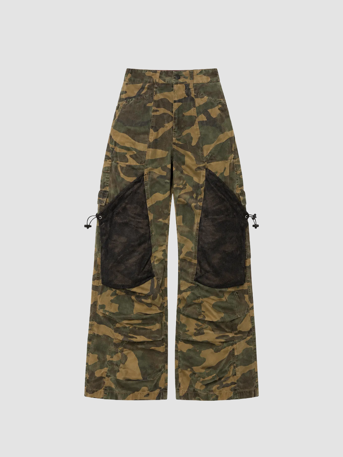 Weekday Outdoor Washed Camo Straight-Leg Utility Maxi Pants - Brown
