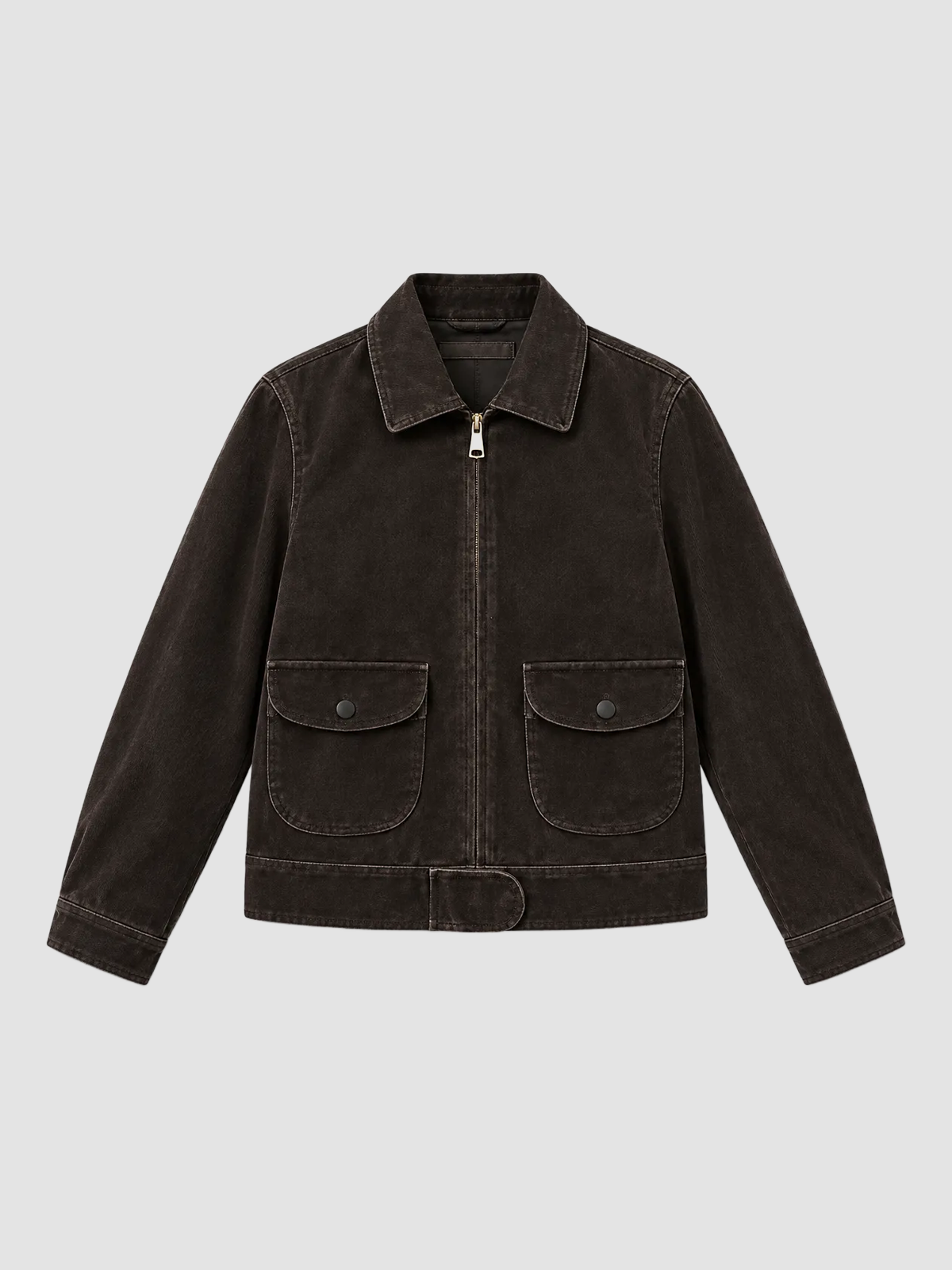 Weekday Outdoor Zip-Up Hooded Utility Windbreaker Jacket - Brown