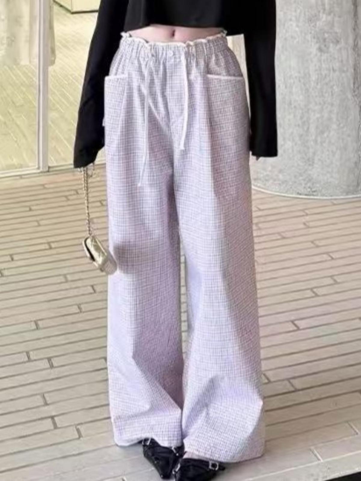 Brick Lane Floral Pattern Drawstring Maxi Pants - Pink/White