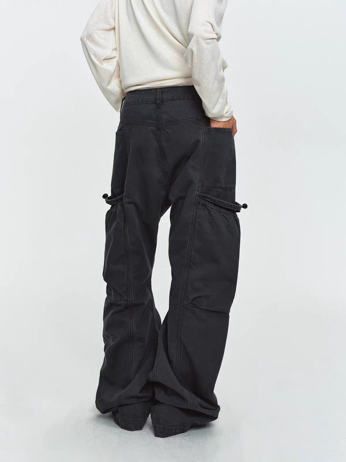 Weekday Outdoor Washed Multi-Pocket Utility Cargo Maxi Pants - Charcoal