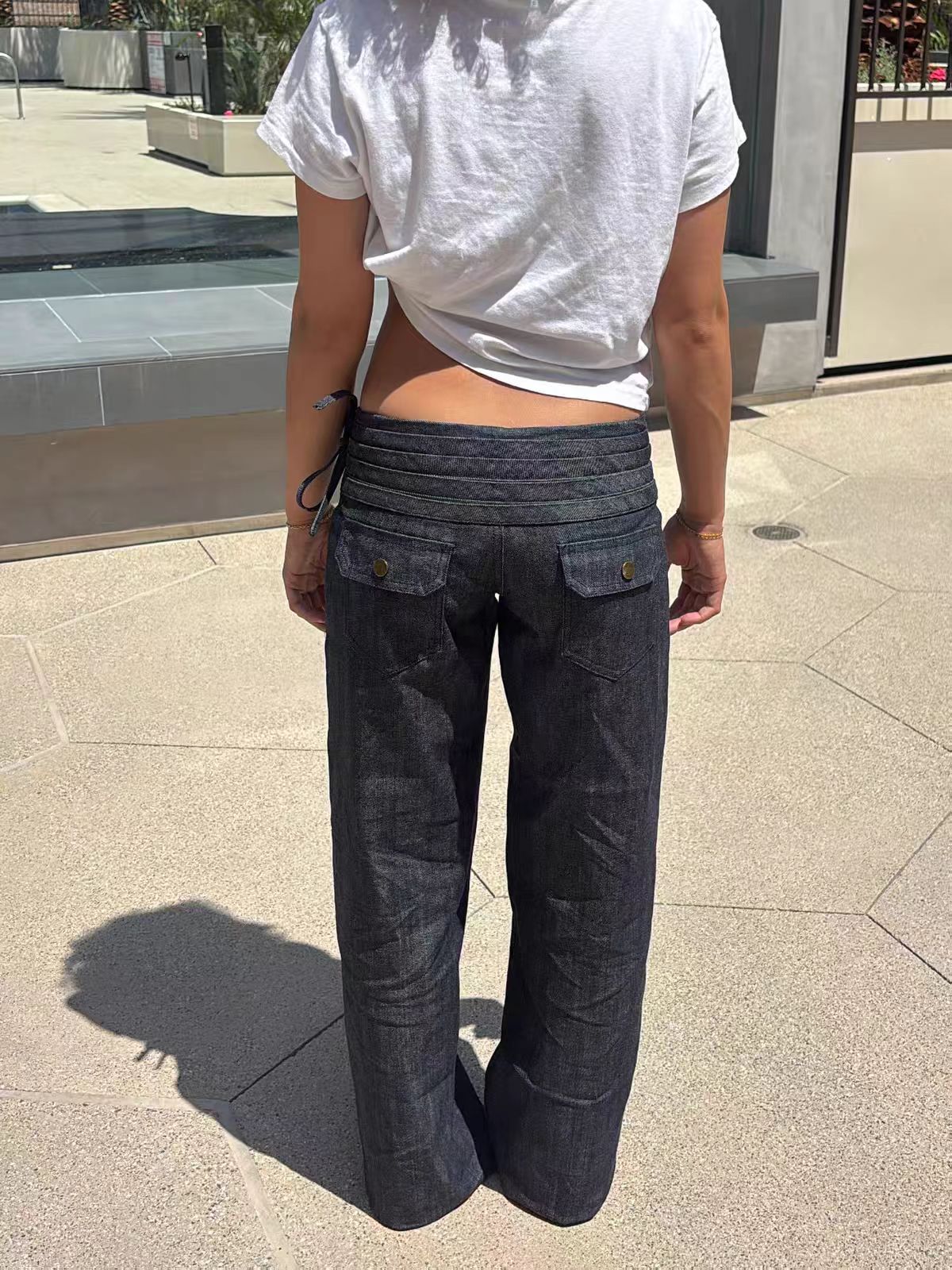 Brick Lane Low-Rise Drawstring Cargo Maxi Pants - Black