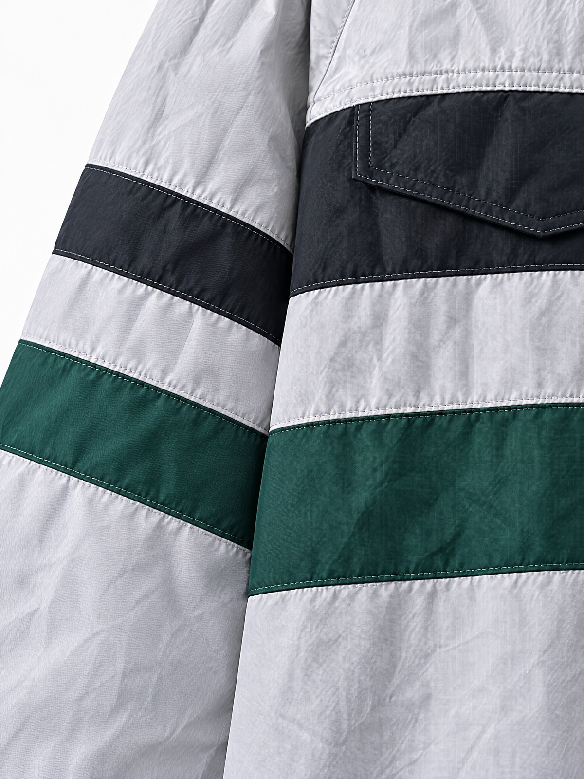 Brick Lane Chest Stripe Zip-Up Track Utility Jacket - Grey/Black
